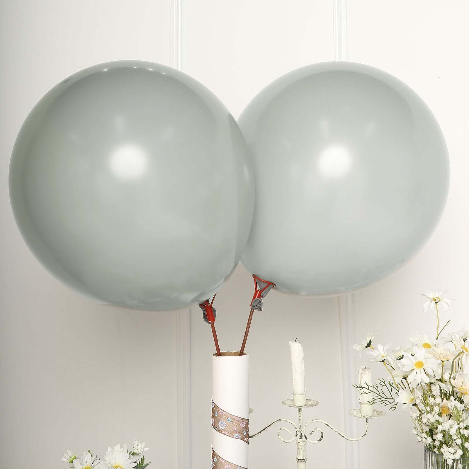 10 Pack 18" Matte Pastel Silver Helium or Air Latex Party Balloons