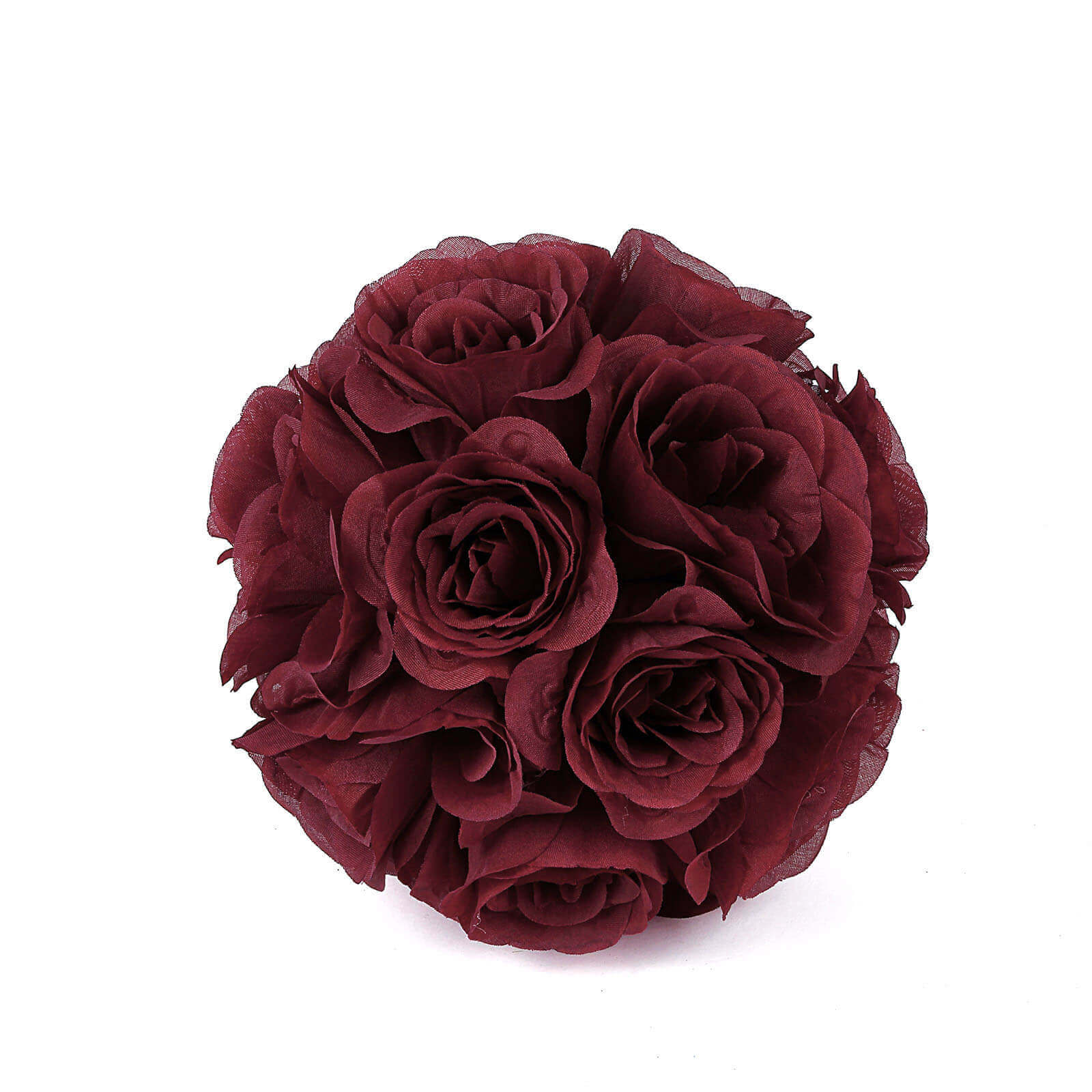 2 Pack 7" Burgundy Artificial Silk Rose Kissing Ball, Flower Ball