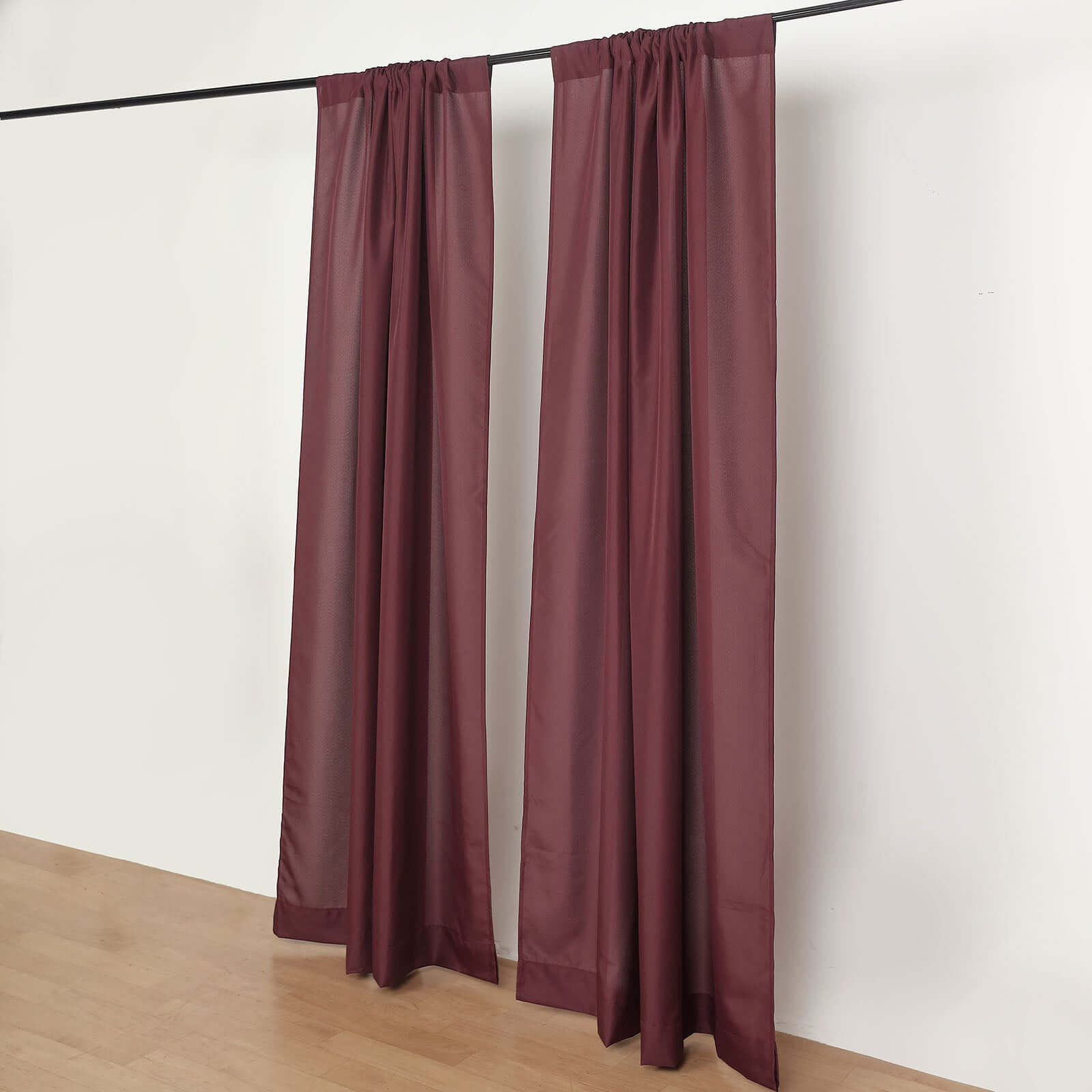 2 Pack Burgundy Polyester Event Curtain Drapes, 10ftx8ft Backdrop Event Panels With Rod Pockets 130 GSM
