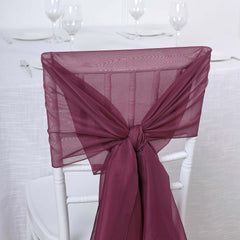 5 Pack Chiffon Chair Sashes Burgundy - Soft & Lightweight Designer Chair Bows 22"x78"