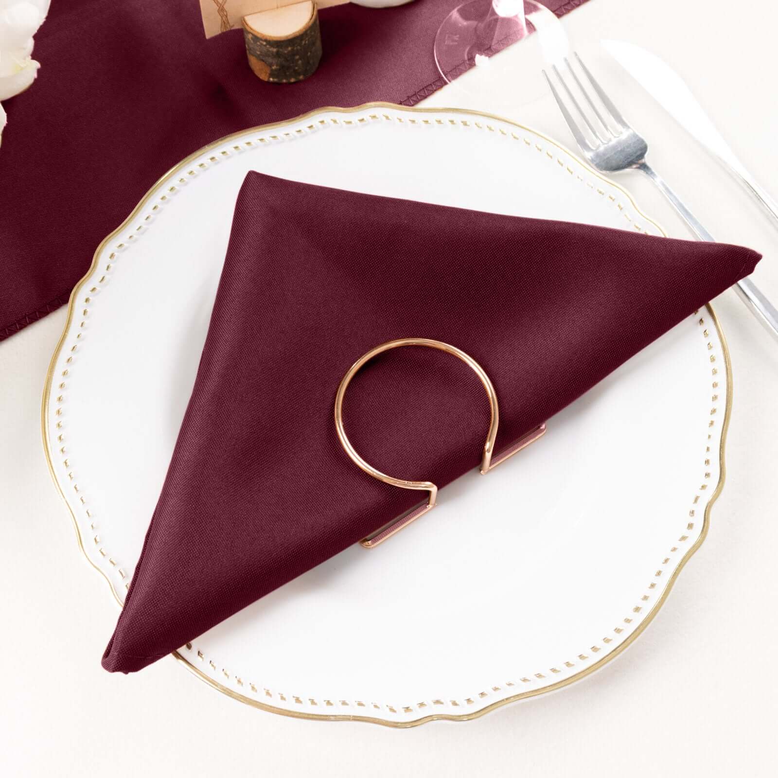 5 Pack Polyester 20"x20" Napkins Burgundy - Wrinkle Resistant & Easy Care Cloth Napkins