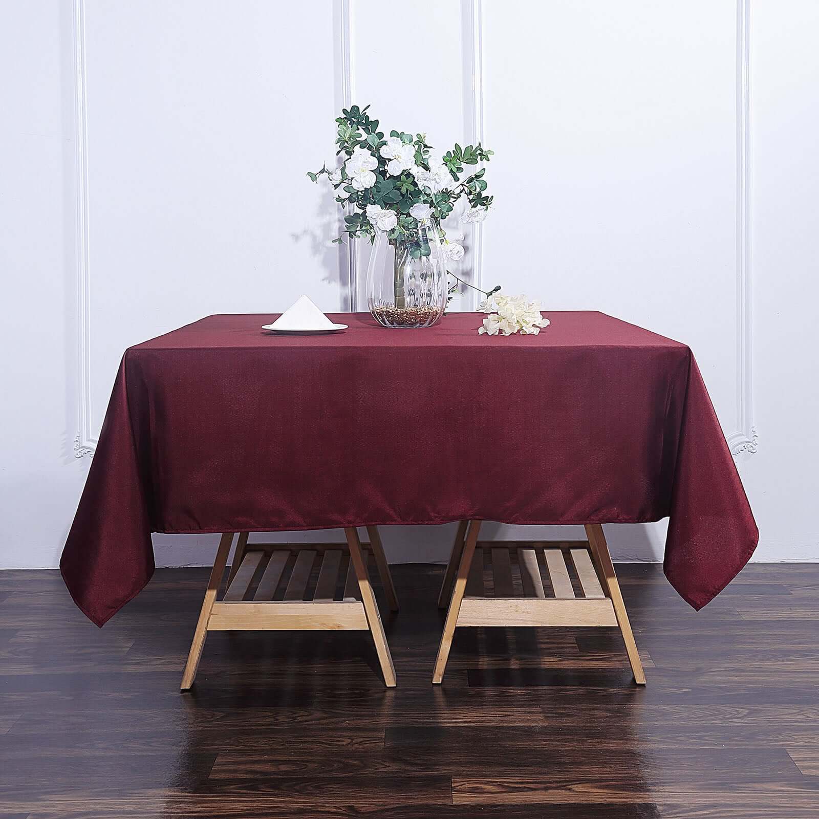 Polyester Square 70"x70" Tablecloth Burgundy - Wrinkle-Resistant & Durable Table Cover