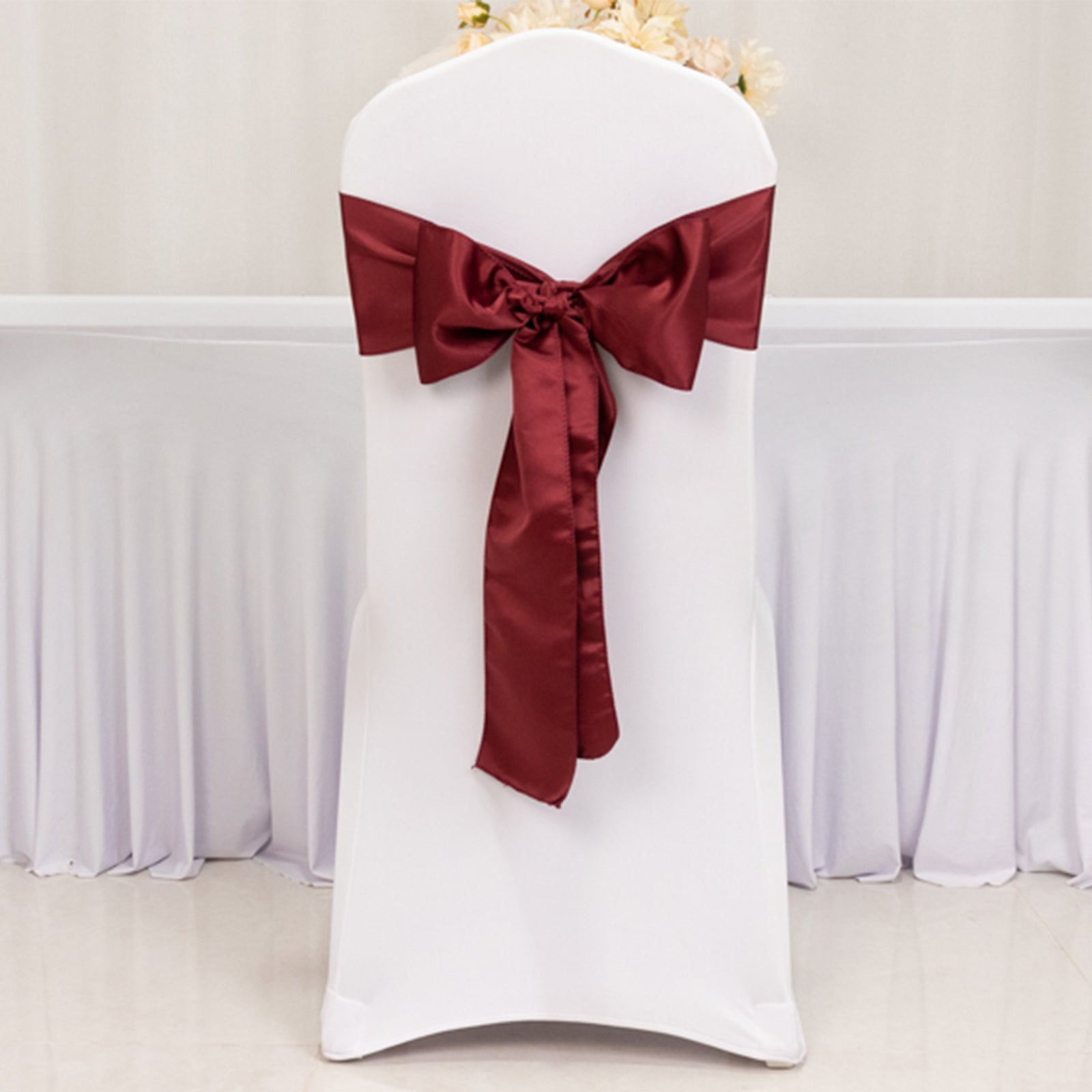 5 Pack Lamour Satin 6"x106" Chair Sashes Burgundy - Stylish Reusable Decorative Bows