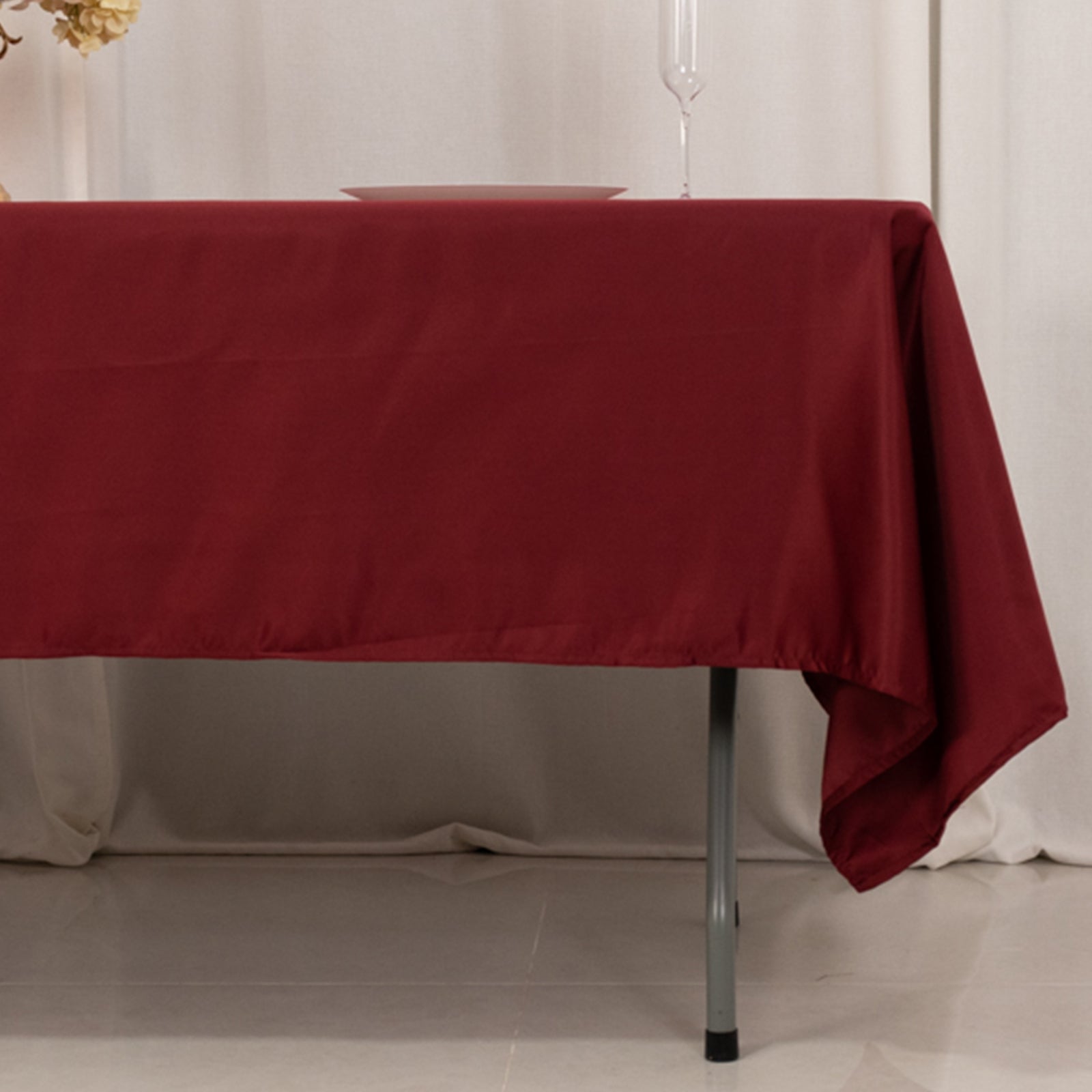 Lamour Satin 60"x102" Rectangle Tablecloth Burgundy - Durable & Silky Soft Feel Table Cover