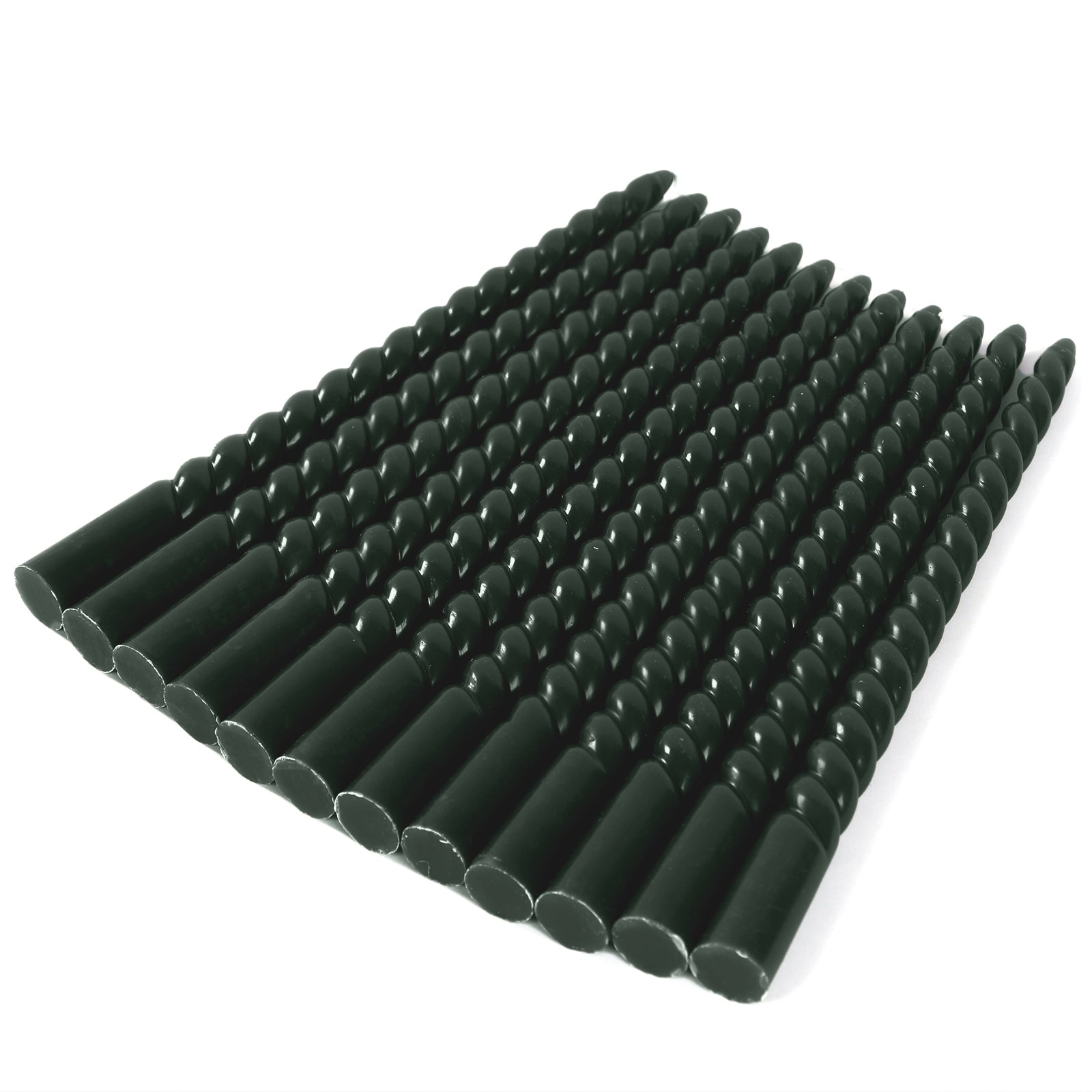 12 Pack 11" Hunter Emerald Green Premium Unscented Spiral Wax Taper Candles, Long Burn Wick Dinner Candle Sticks