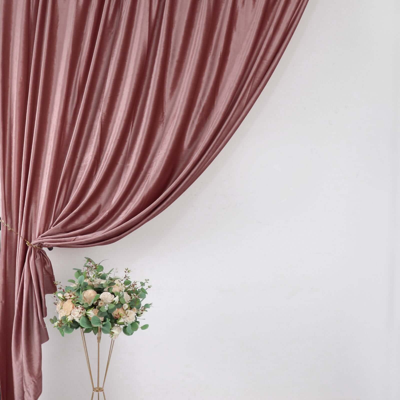 Dusty Rose Crushed Velvet Backdrop Curtain – 8ft x 8ft Event Drape with Rod Pocket, Privacy Panel for Photo Booths & Events