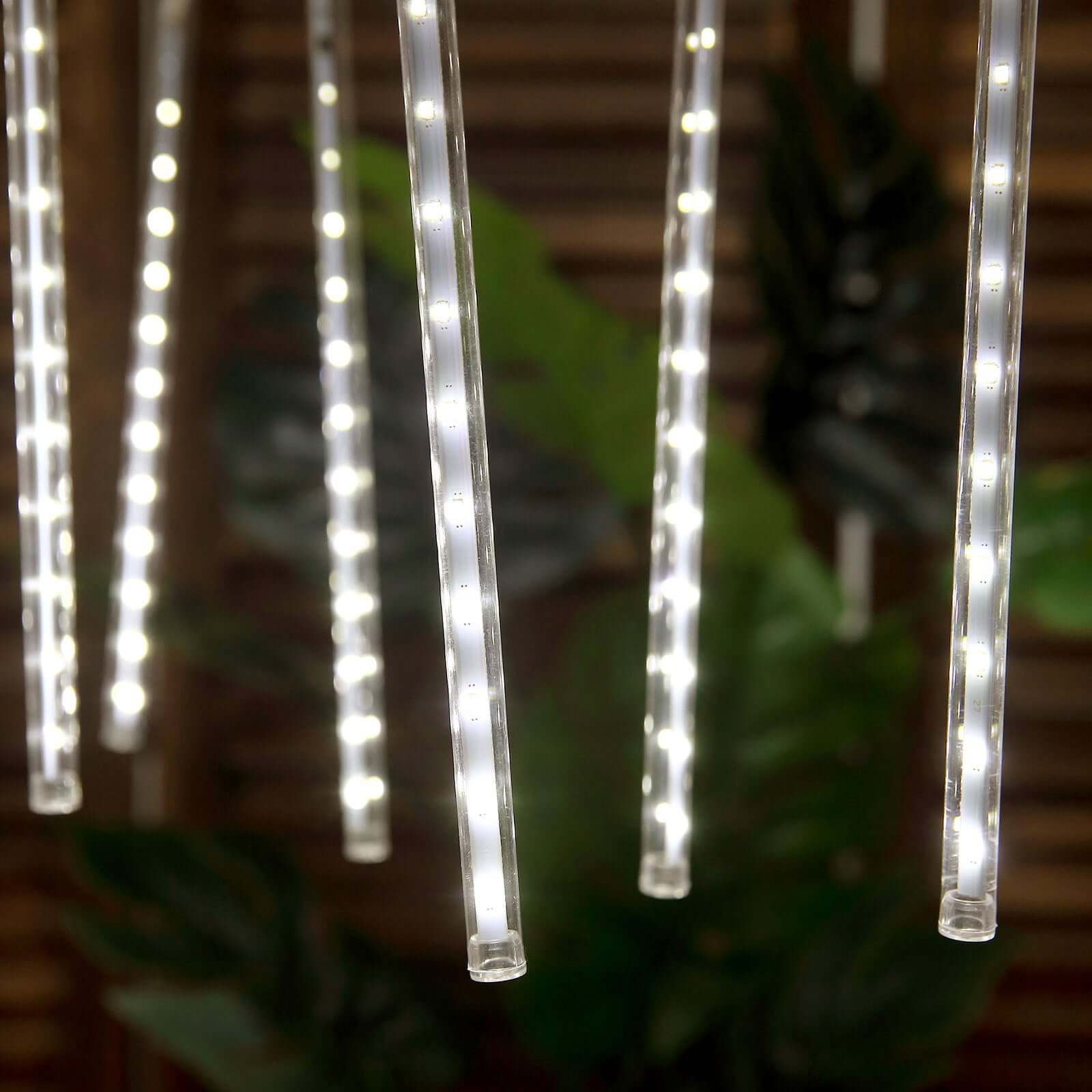 8 Tubes LED Hanging String Lights Icicle Design Clear - Waterproof Snowfall Effect 12"