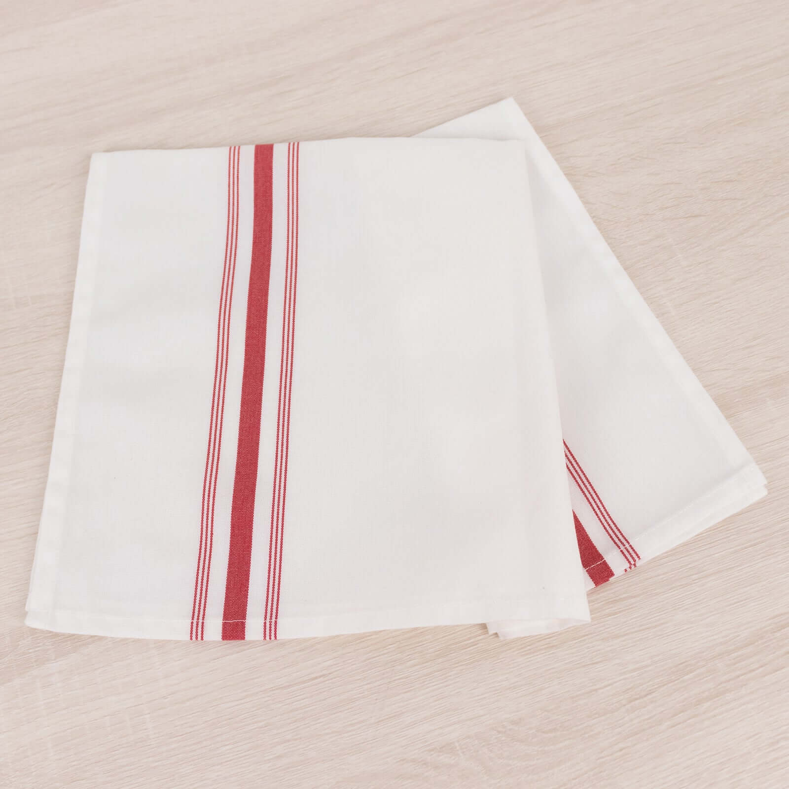 10 Pack Premium Spun Polyester 18"x22" Napkins White/Red Bistro Style - Highly Absorbent Cotton-Like Feel Cloth Napkins