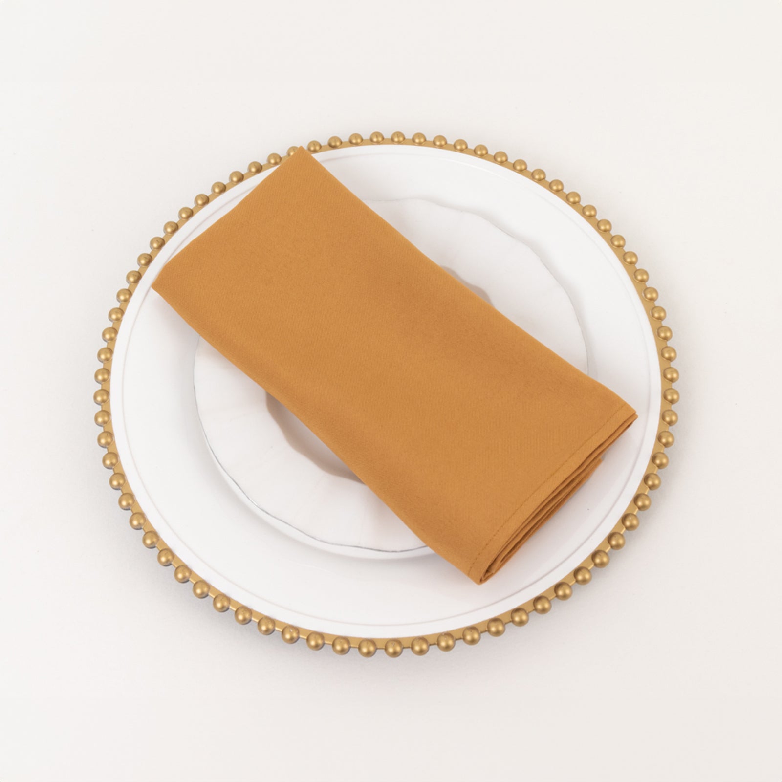 5 Pack Premium Polyester 20"x20" Napkins Gold - Wrinkle-Resistant & Durable Dinner Napkins for Any Occasion