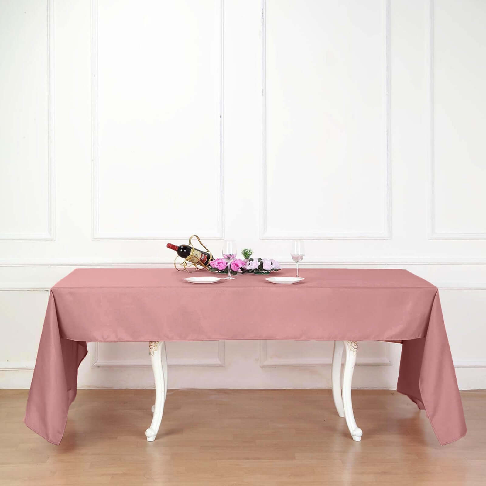 Polyester 60"x126" Rectangle Tablecloth Dusty Rose - Wrinkle-Resistant Table Cover