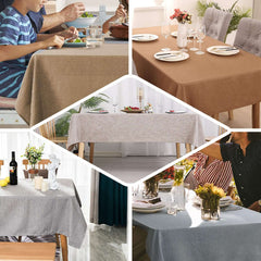Faux Linen 60"x102" Rectangular Tablecloth Natural - Slubby Textured & Wrinkle Resistant Table Cover