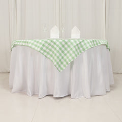Polyester 54"x54" Table Overlay Square Tablecloth White/Sage Green - Checkered Buffalo Plaid Design for Casual Table Settings