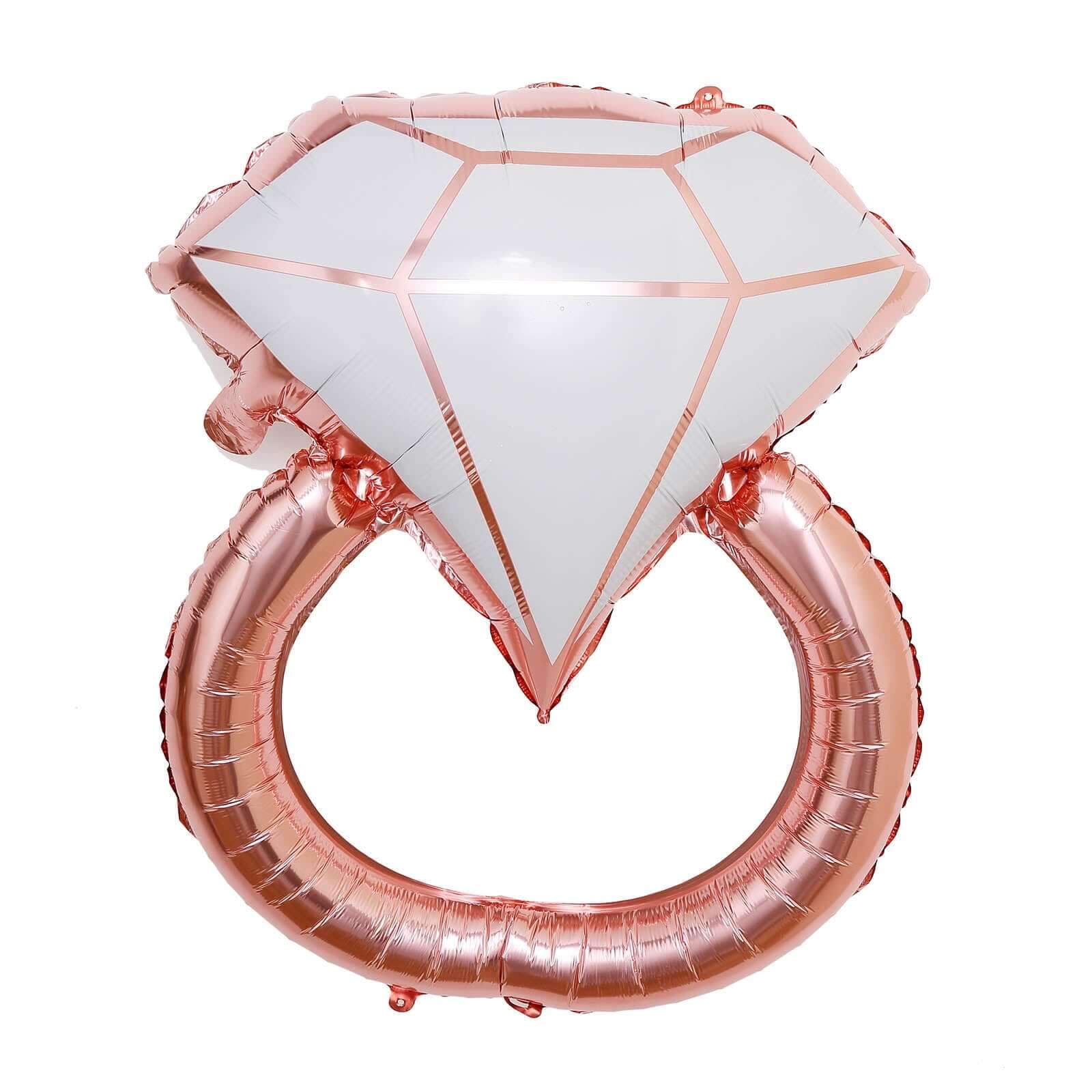 26" Giant Rose Gold White Diamond Ring Mylar Foil Helium Air Balloon