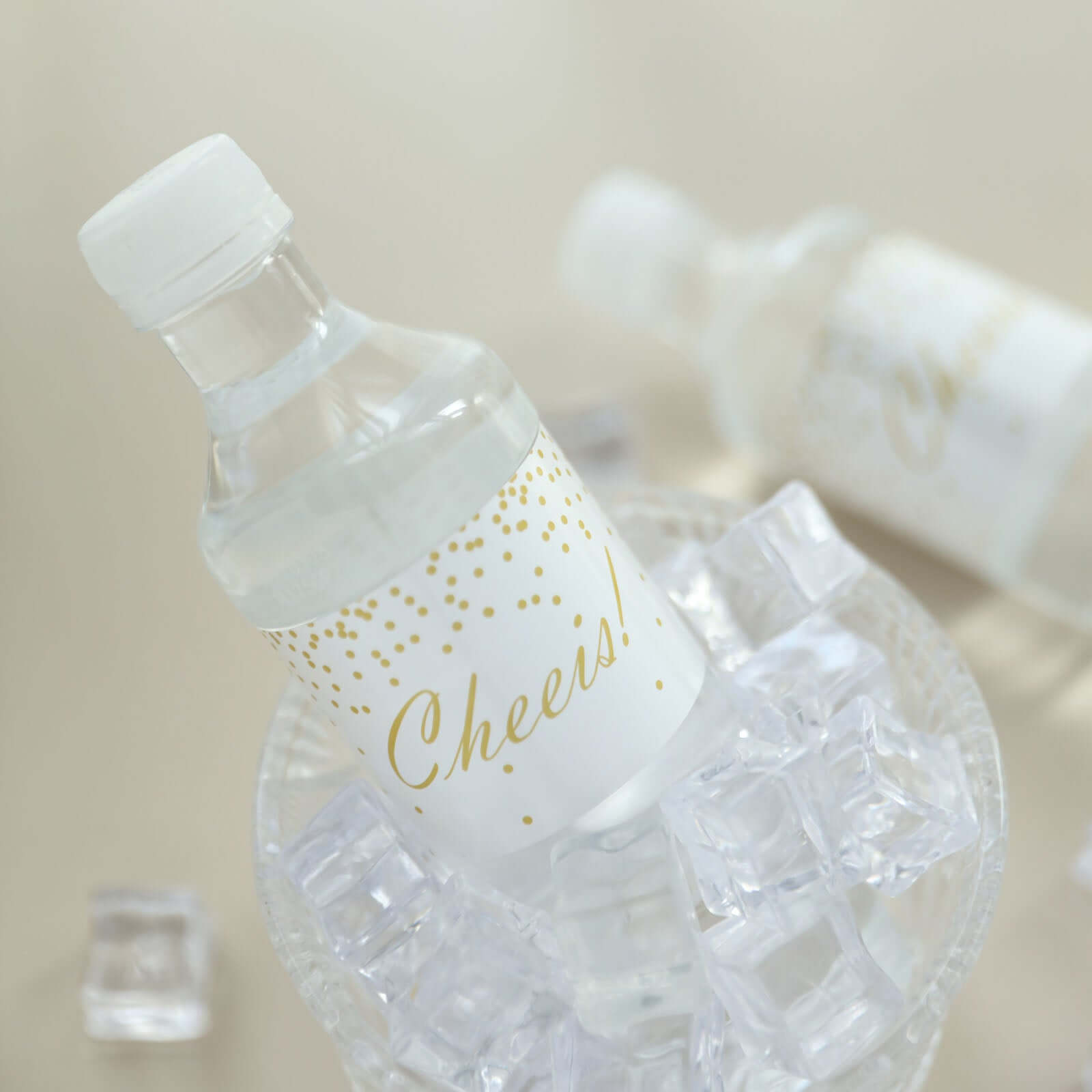 24 Pack White/Gold Water Bottle Labels "Cheers" Wedding Party Waterproof Bottle Stickers