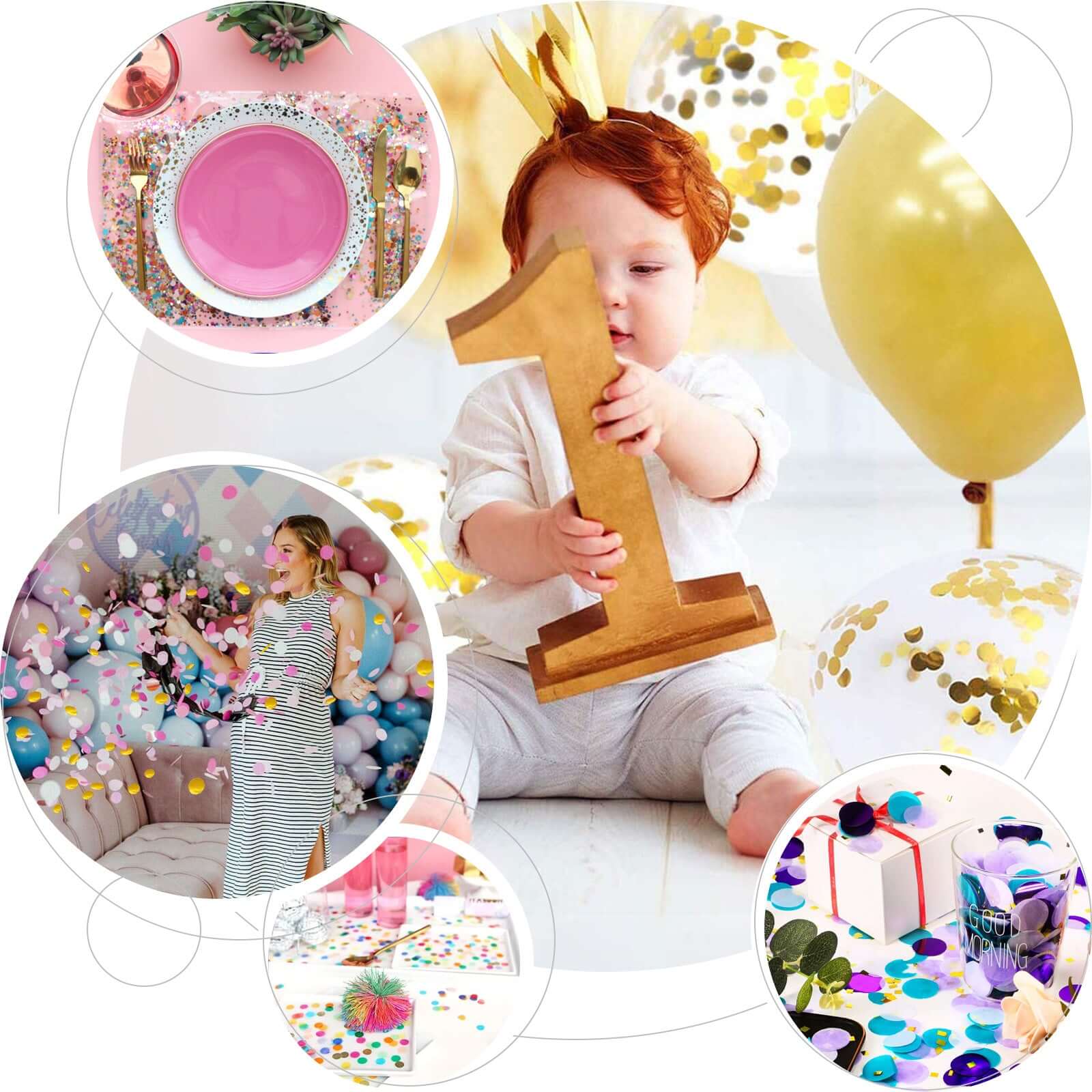 18G Bag Tissue Paper and Foil Table Confetti Mix, Purple Theme Festive Balloon Decor Blue, Gold, Royal Blue, White