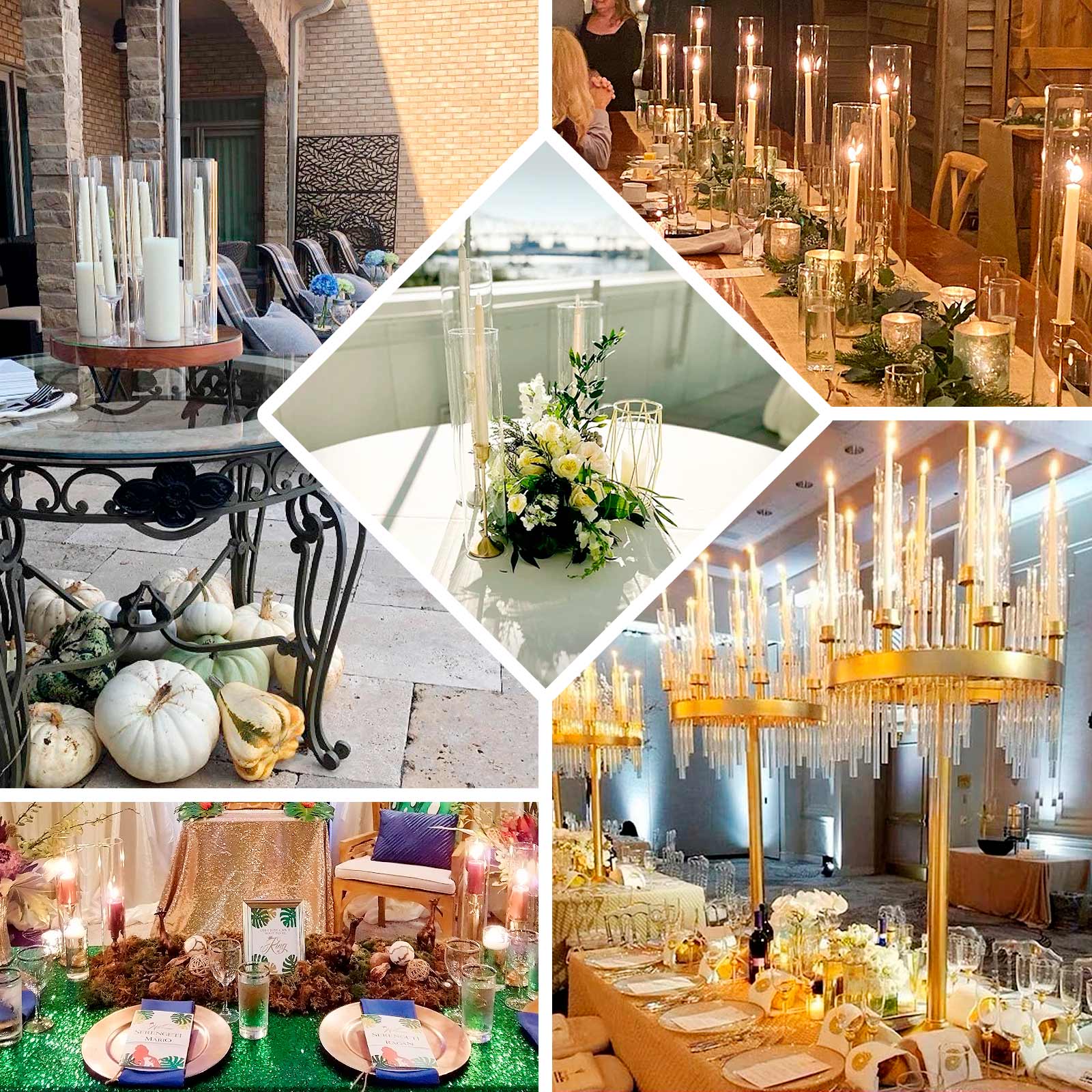 2-Pack Clear Glass Candelabra Shades Open End Hurricane Design - Stylish Table Centerpiece 14"