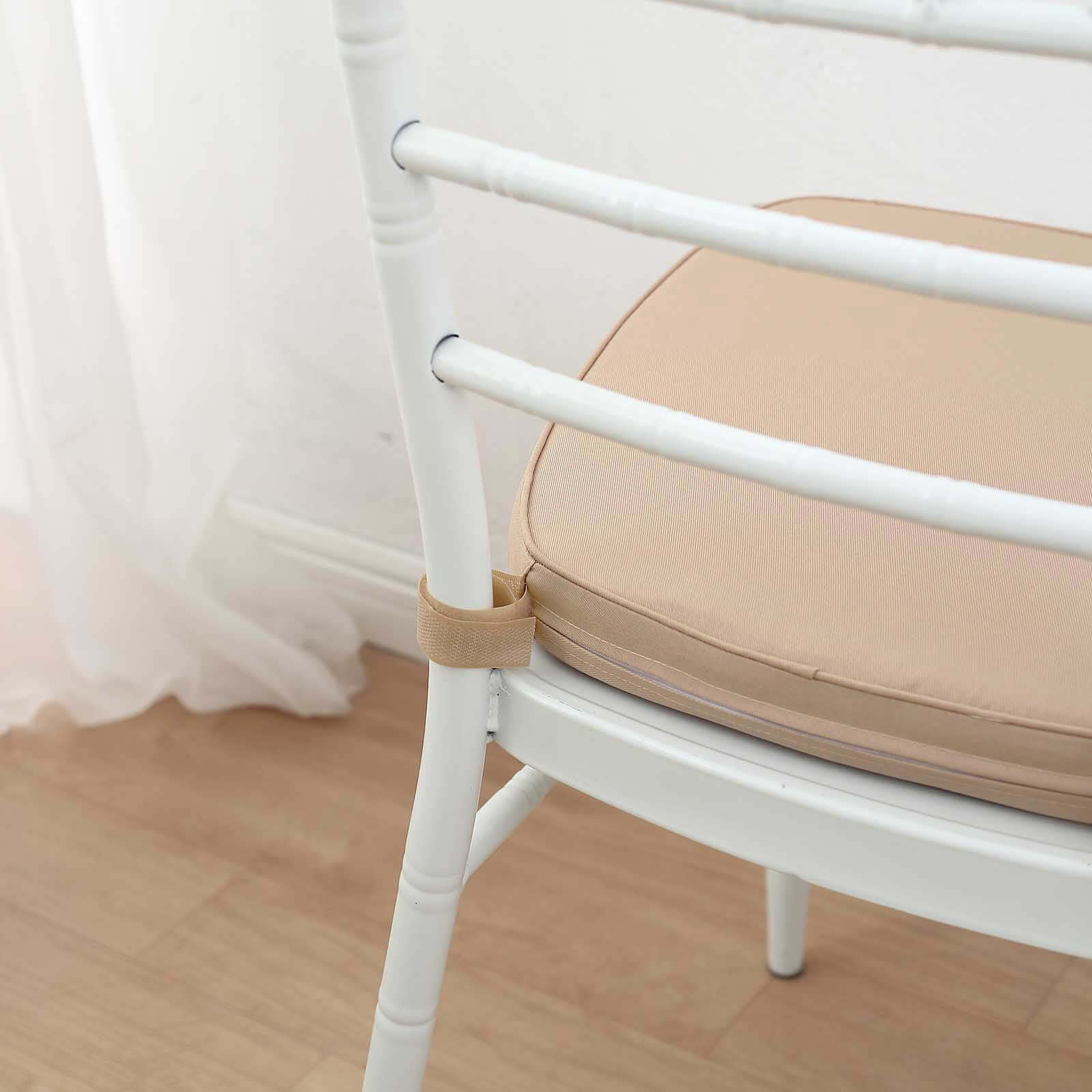 Chiavari Chair Cushion with 1.5" Thick Memory Foam and Ties Nude - Stylish Removable Cover for Comfort