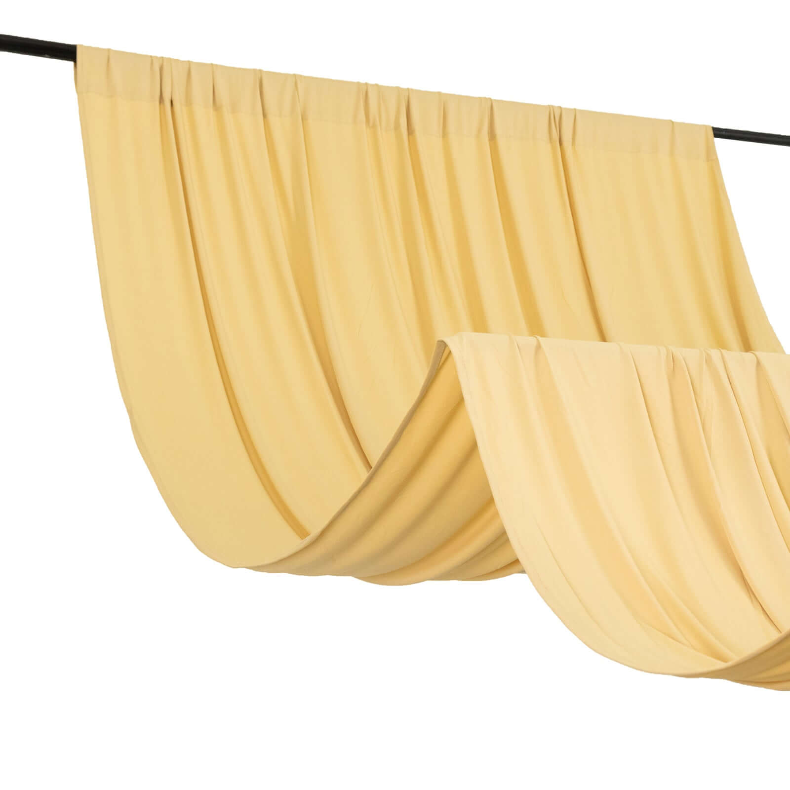 Champagne 4-Way Stretch Spandex Event Curtain Drapes, Wrinkle Free Backdrop Event Panel with Rod Pockets - 5ftx10ft