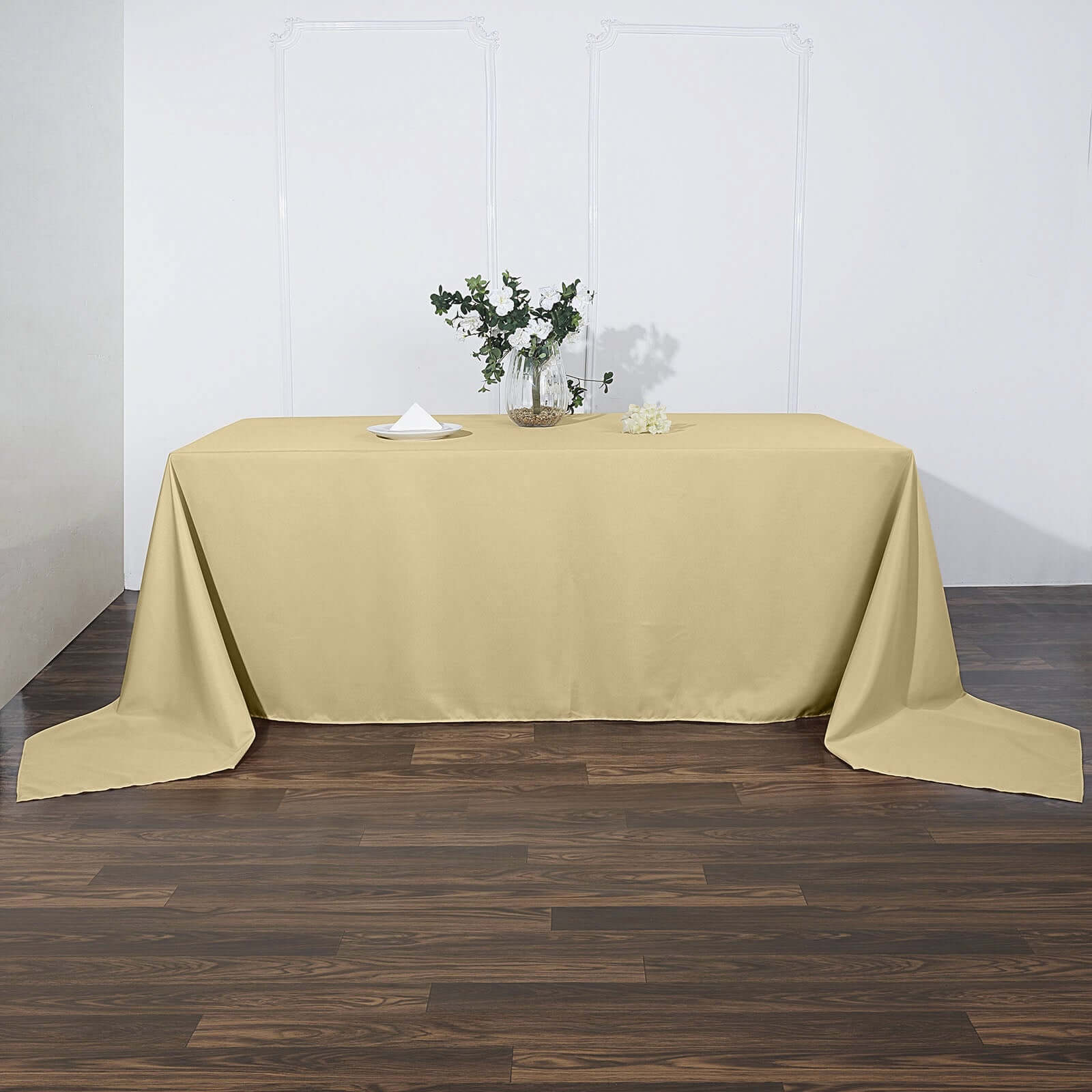 Polyester 90"x156" Rectangle Tablecloth Champagne - Seamless Wrinkle-Resistant Table Cover