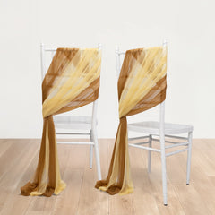20-Pack Sheer Chair Drape Decor in Champagne and Gold – 9ft Shimmer Sash, Wrinkle-Free