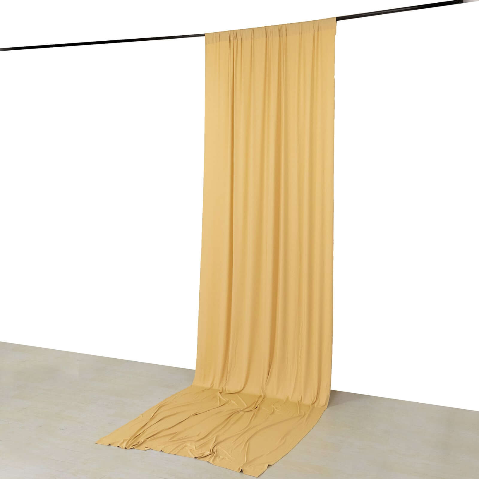 Champagne 4-Way Stretch Spandex Event Curtain Drapes, Wrinkle Free Backdrop Event Panel with Rod Pockets - 5ftx14ft