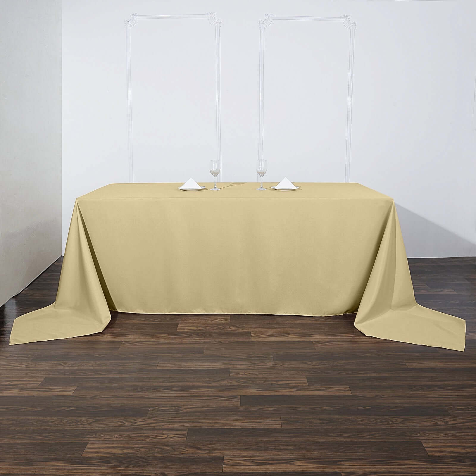 Polyester 90"x156" Rectangle Tablecloth Champagne - Seamless Wrinkle-Resistant Table Cover
