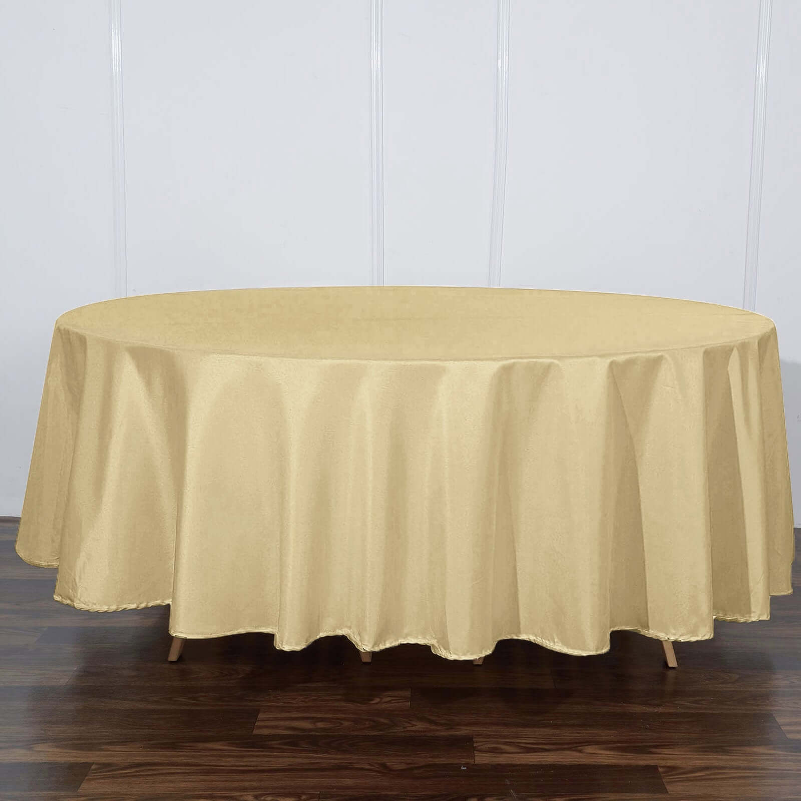 Polyester 108" Round Tablecloth Champagne - Wrinkle-Resistant Table Cover