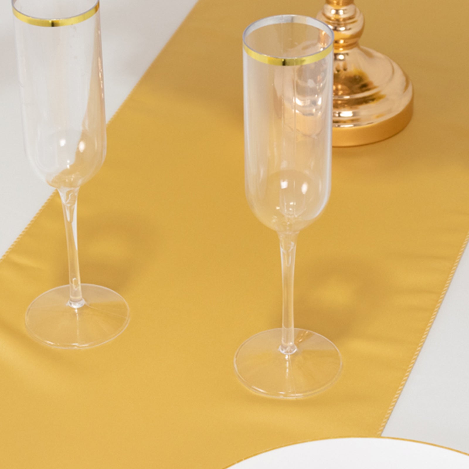 Lamour Satin 12"x108" Table Runner Champagne - Smooth & Lustrous Finish