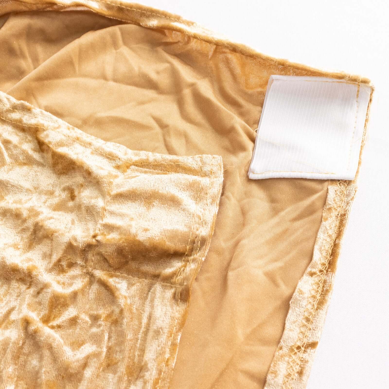 Crushed Velvet Spandex Banquet Chair Cover Fitted Slipcover Champagne - Stretch 190GSM Slipcover with Foot Pockets