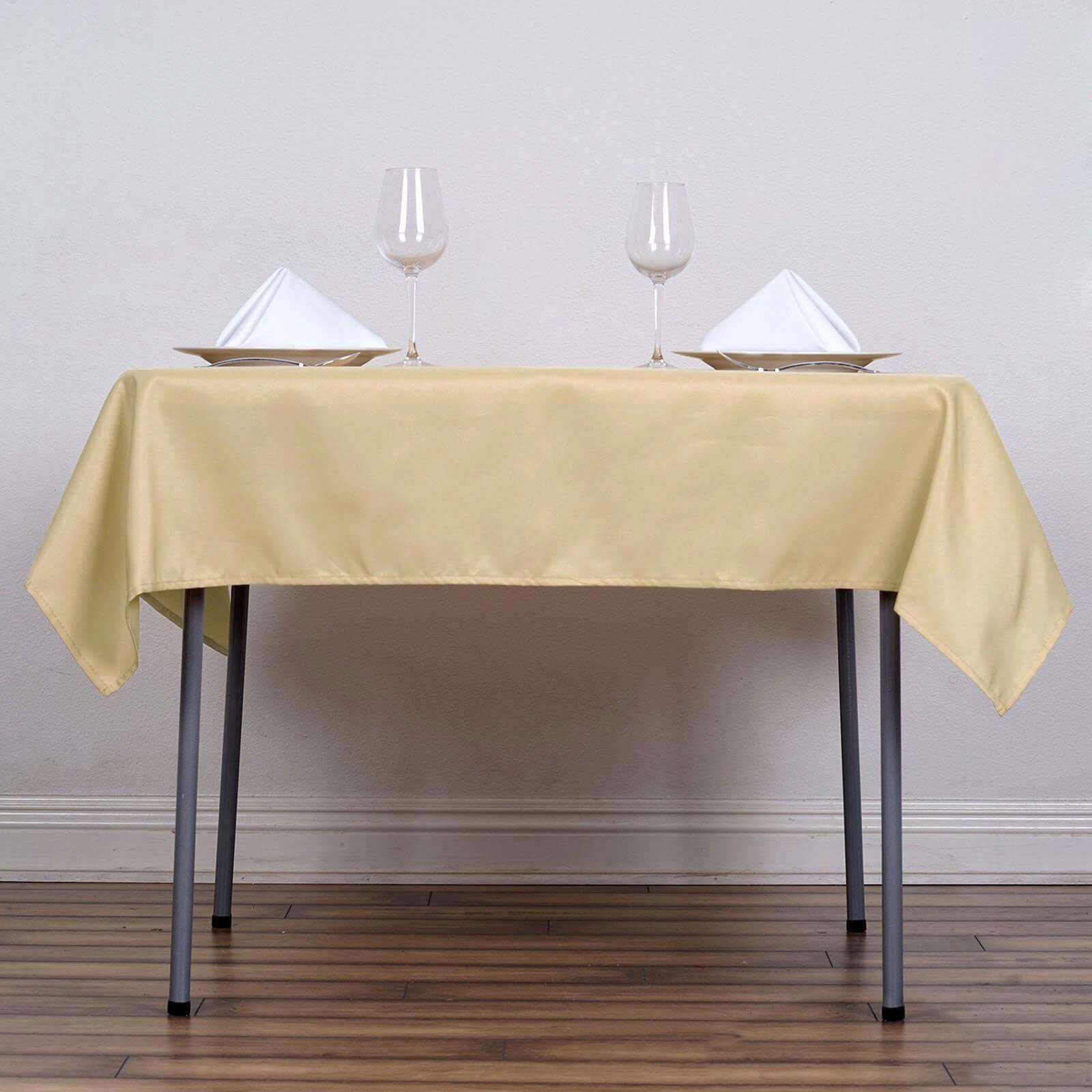 Polyester Square 54"x54" Tablecloth Champagne - Wrinkle-Resistant & Durable Table Cover