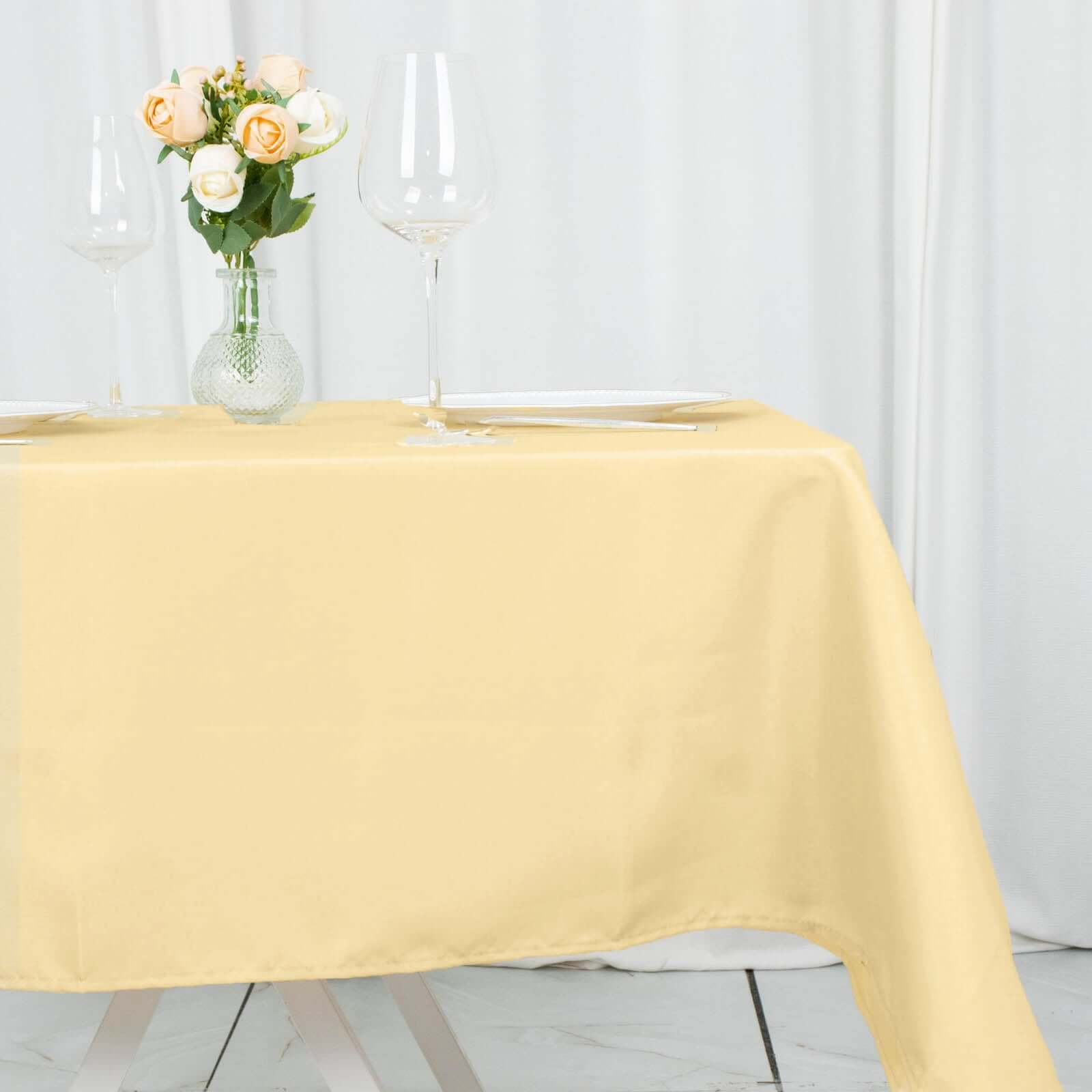 Premium Polyester 54"x54" Table Overlay Square Tablecloth Champagne - 220GSM Stain and Wrinkle-Resistant Table Topper