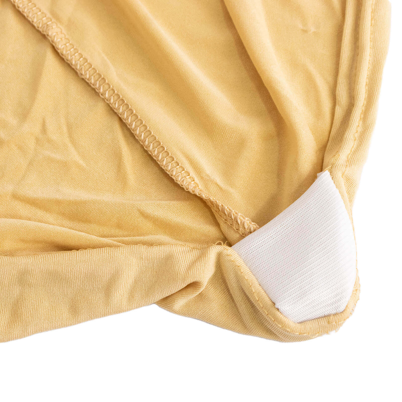 Stretch Spandex Chair Cover Champagne for Folding Chairs - Secure Fit Slipcover with Silver Rhinestone Buckled Sash Band