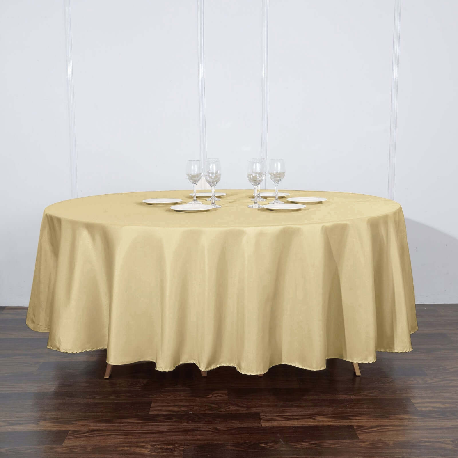 Polyester 108" Round Tablecloth Champagne - Wrinkle-Resistant Table Cover
