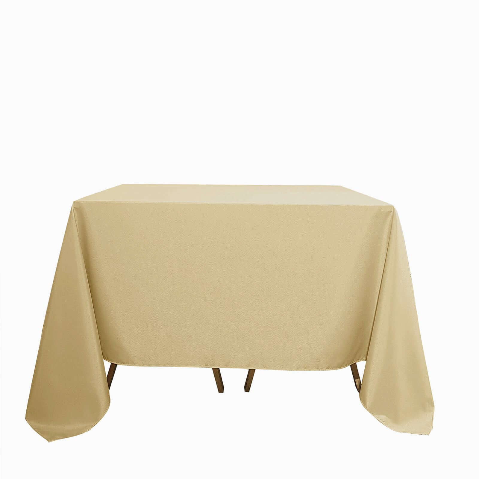 Polyester Square 90"x90" Tablecloth Champagne - Wrinkle-Resistant & Durable Table Cover