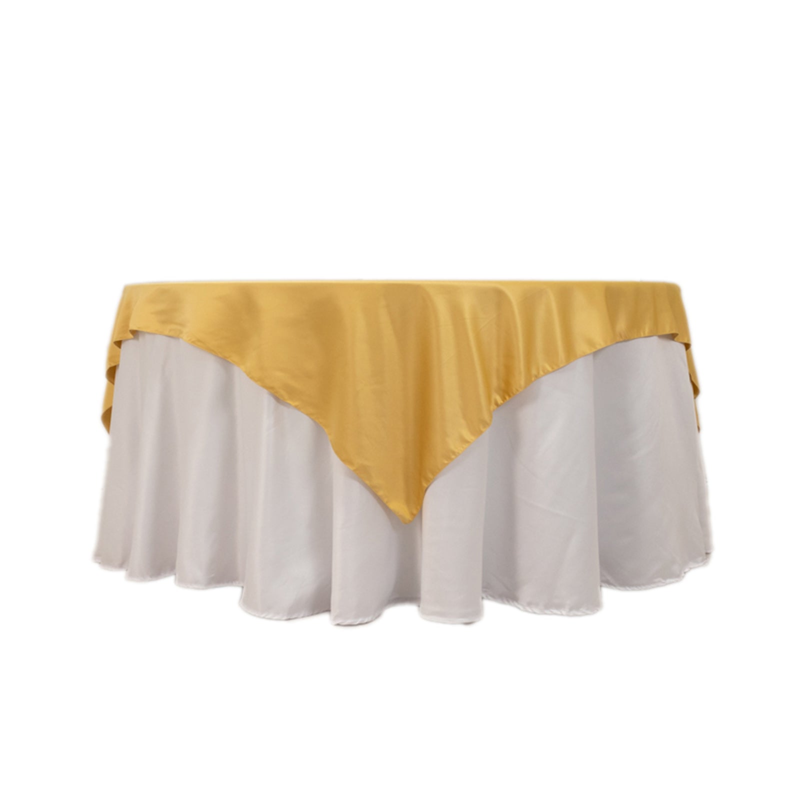 Lamour Satin 72"x72" Table Overlay Square Tablecloth Champagne - Smooth Finish Table Topper