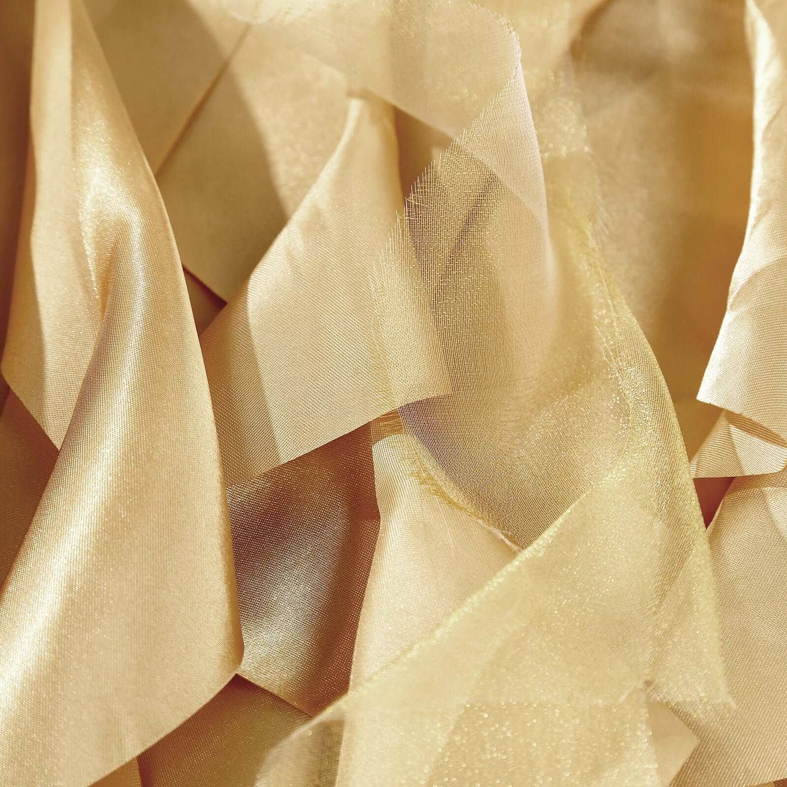 Taffeta 14ft Table Skirt Champagne - Cascading Curly Willow Style Table Cover