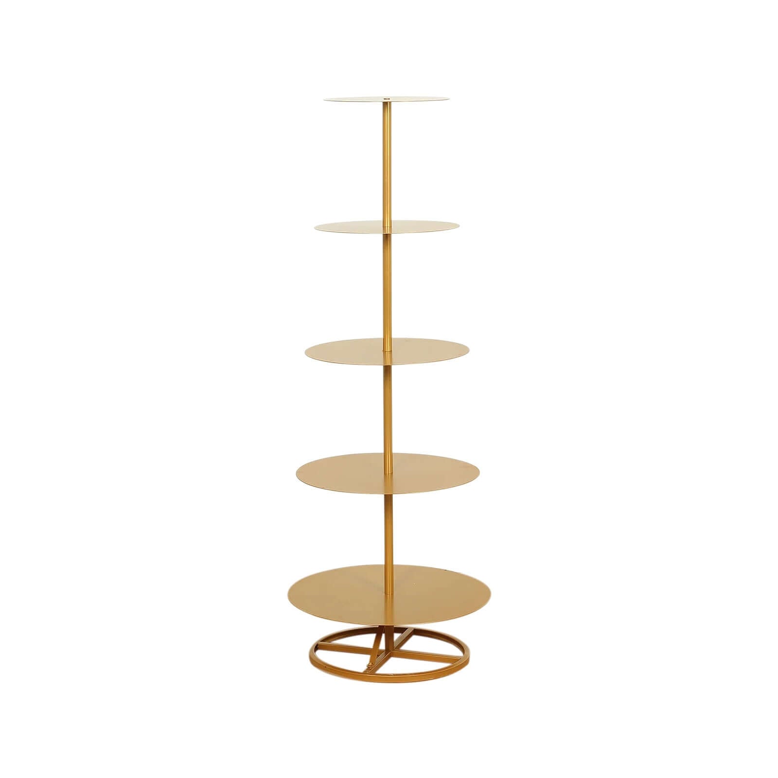 5 Tier Champagne Tower Stand Gold Metal Round Dessert Display Cupcake Holder - Sturdy Event Centerpiece 4.5ft Tall