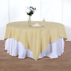 Polyester 90"x90" Table Overlay Square Tablecloth Champagne - Wrinkle-Resistant & Durable Table Cover