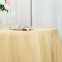 Premium Polyester 132" Round Tablecloth Champagne - Seamless 220GSM Wrinkle-Resistant Table Cover