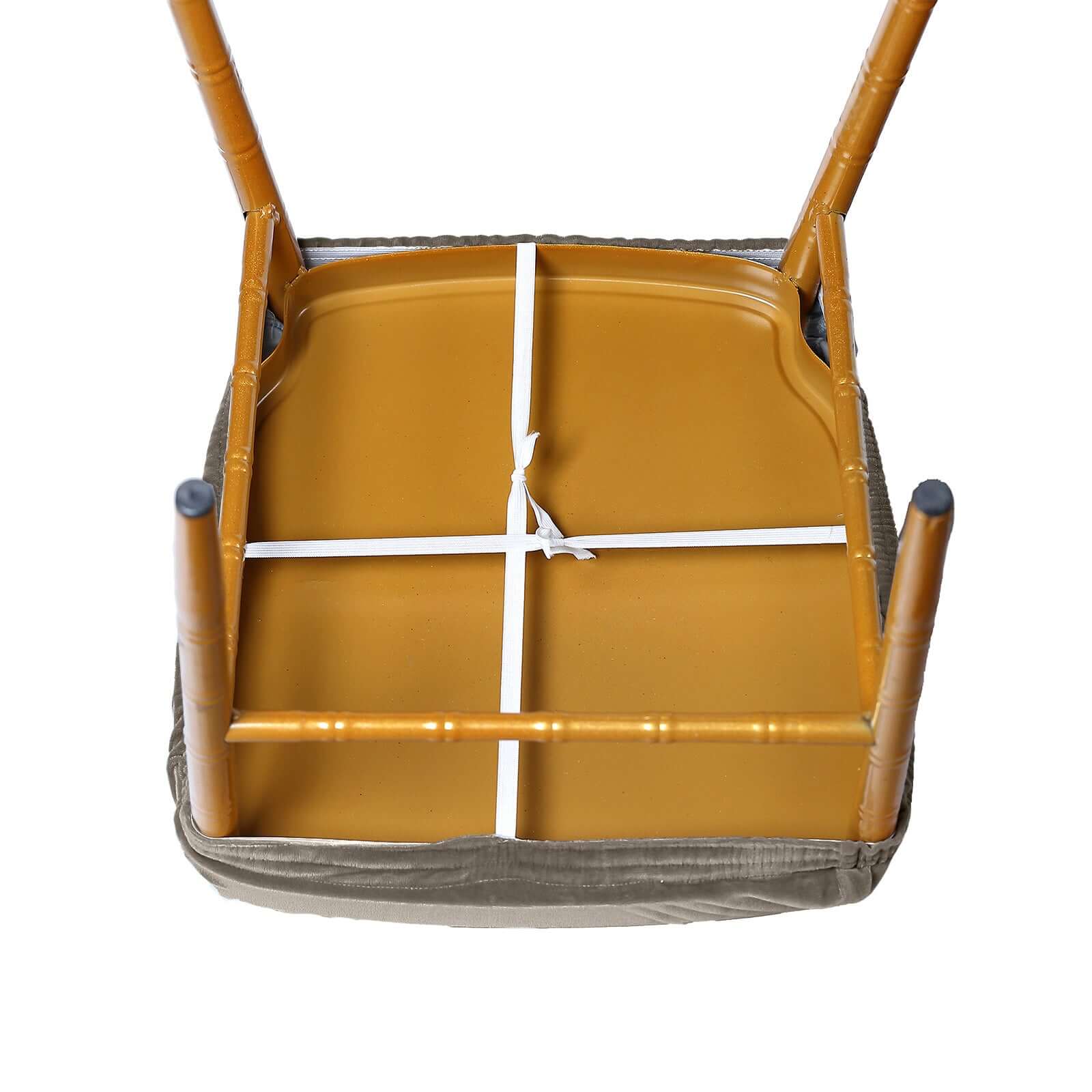 Velvet Chair Cushion Protector Stretch with Tie for Dining Chairs Charcoal Gray - Durable Cover for Formal Gatherings