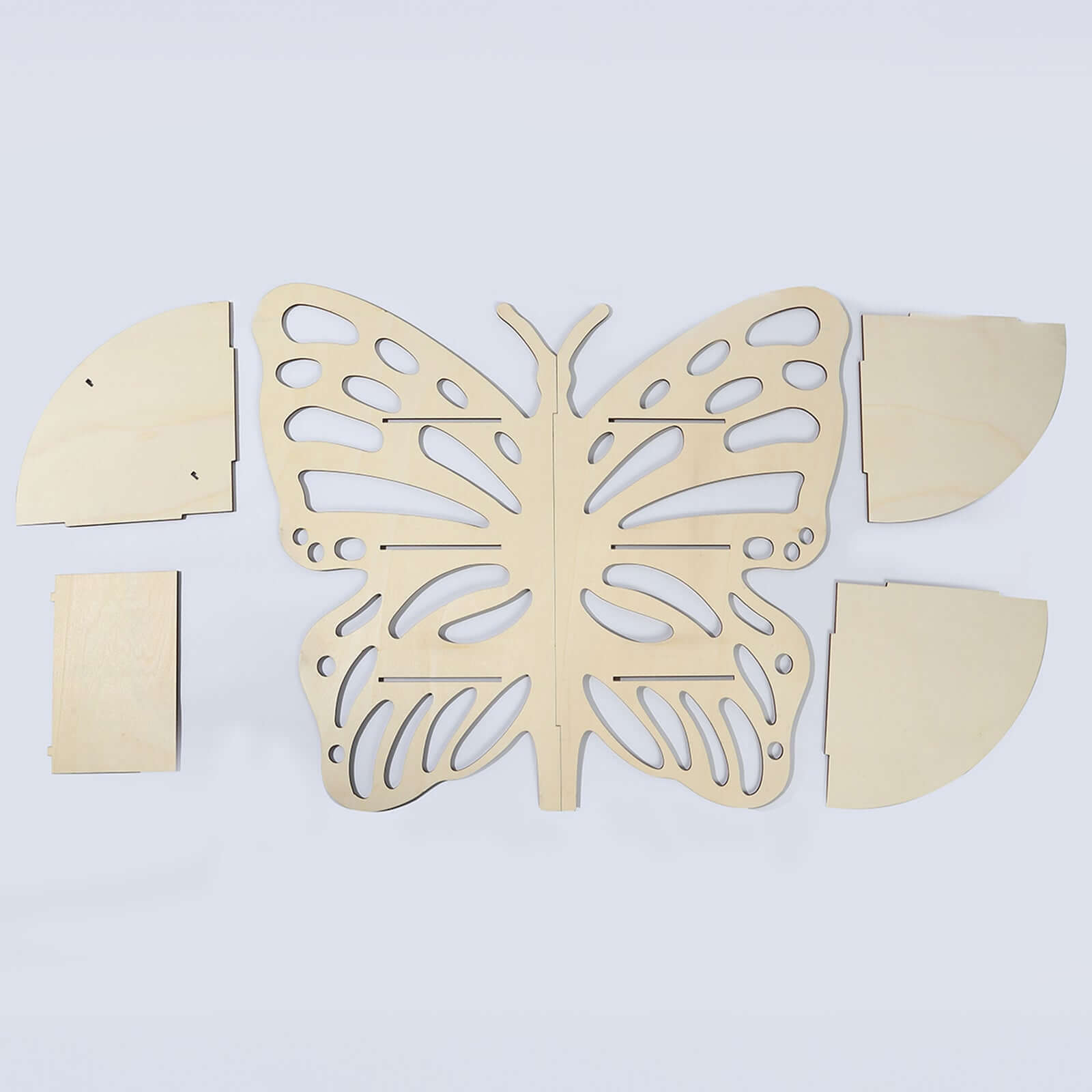 3-Tier Wooden Cupcake Stand Butterfly Design Natural - Rustic Dessert Display Shelf Rack 24"