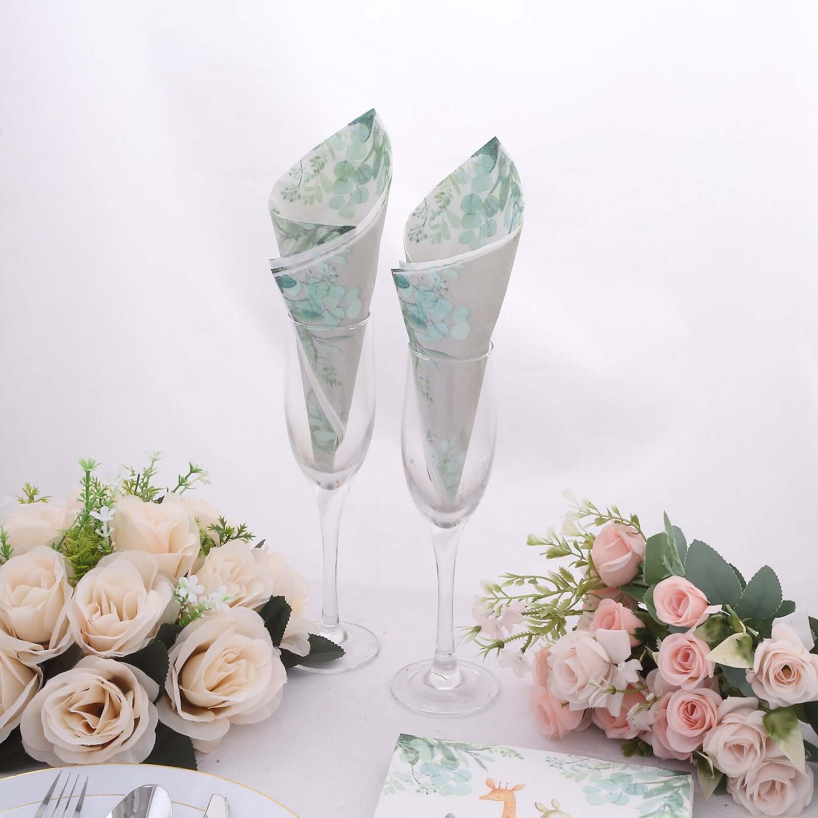 20-Pack Paper Beverage Napkins with Safari Animal Print - Jungle Theme 2 Ply Disposable Party Napkins 6.5"x6.5" 18GSM