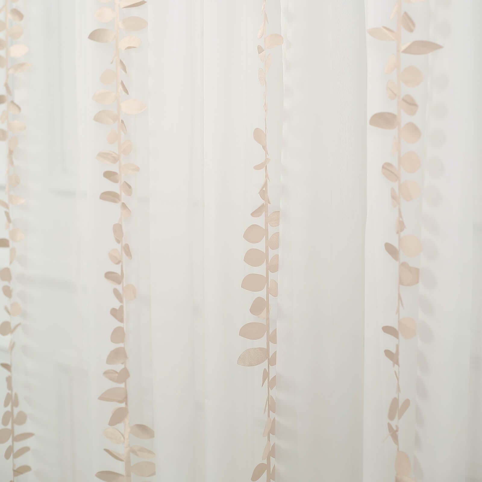 Taffeta Ribbon Sash with 4" Leaf Petal Design Beige 50ft - Sophisticated Artificial Fabric Garland