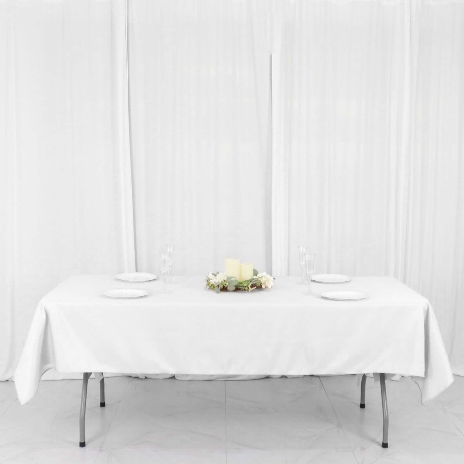 Polyester 54"x96" Rectangle Tablecloth White - Wrinkle-Resistant & Easy-to-Care Table Cover for Weddings & Events
