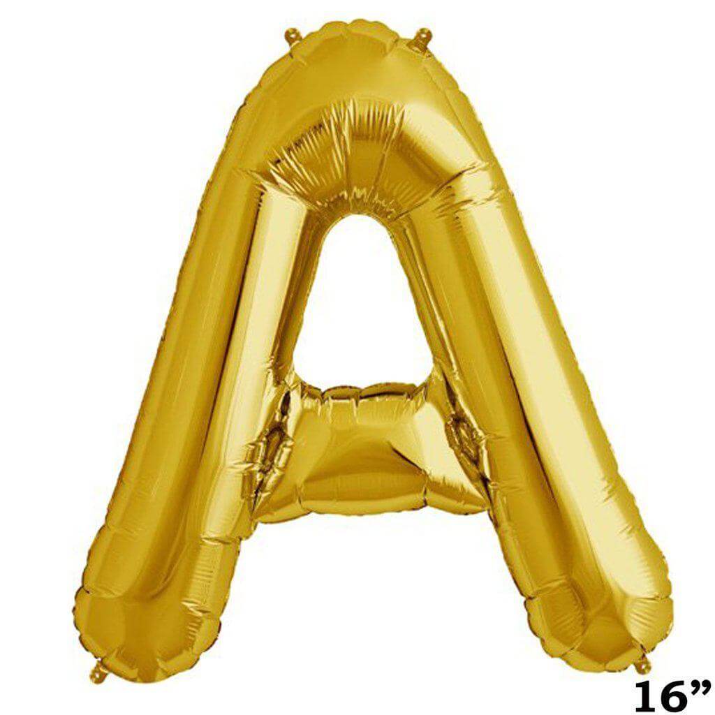 13" Gold Letter & Number Balloons, Shiny Metallic Mylar Foil Alphabet Balloons