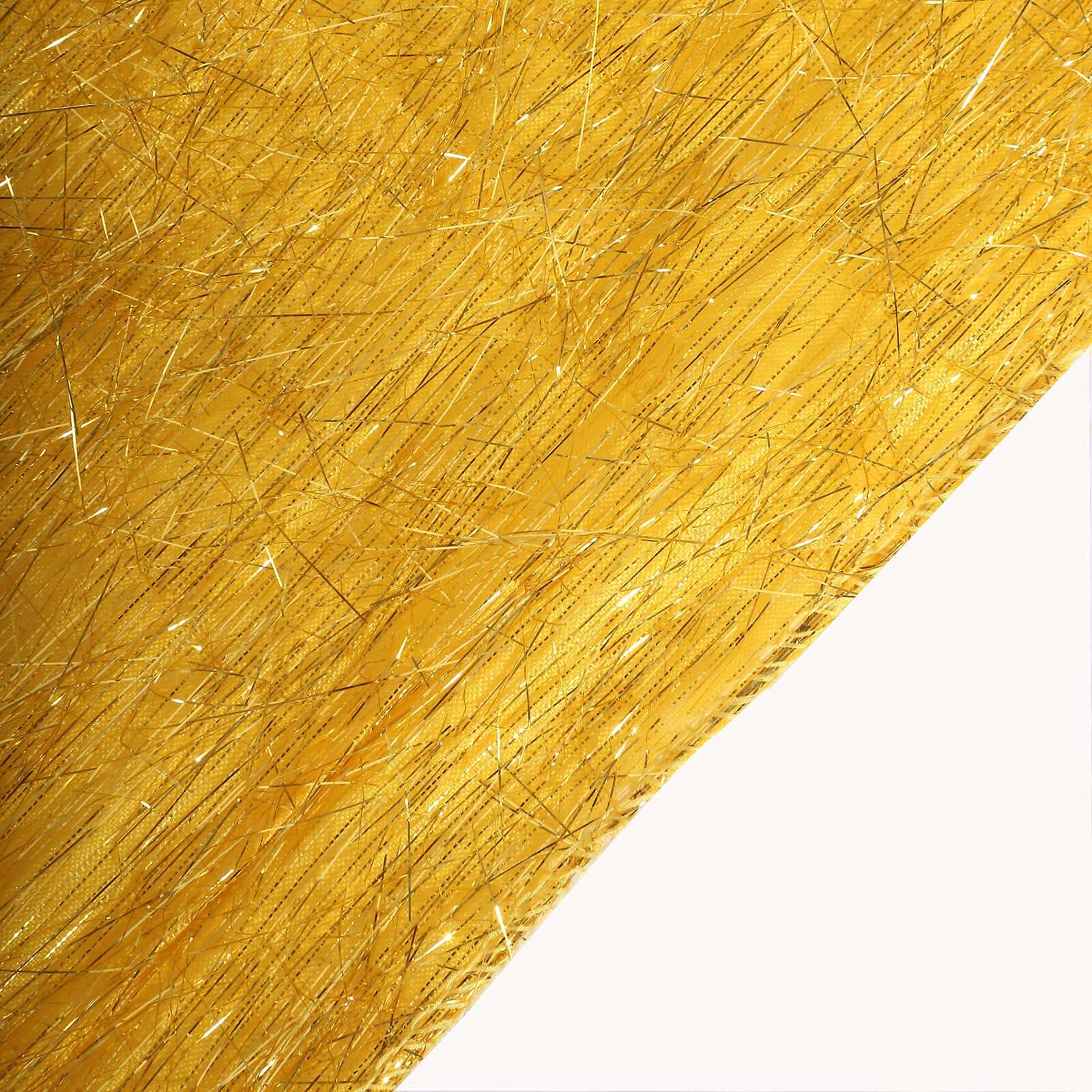 5 Pack Polyester Chair Sashes Gold Metallic Tinsel Fringe - Easy to Use Sparkly Chair Bows 6"x108"