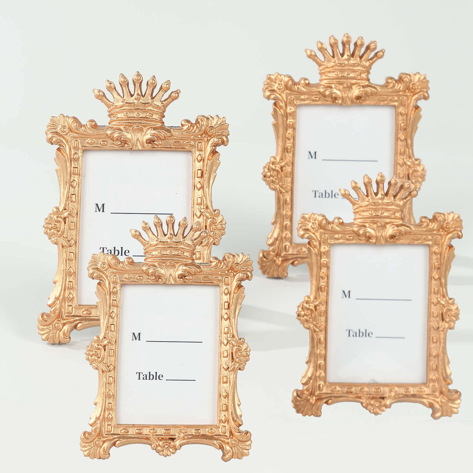 4-Pack Picture Frames Gold Resin Vintage Crown Design Rectangle - Mini Photo Frame Wedding Place Card Holders & Party Favors 4.5"x3"