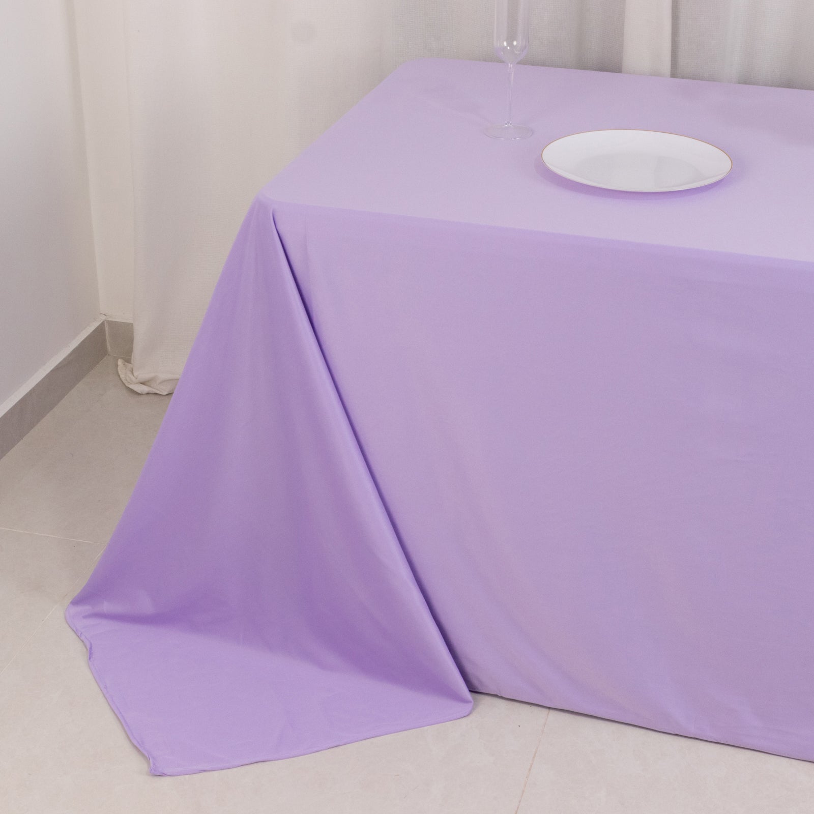 Scuba Rectangular 90"x132" Tablecloth Lavender Lilac - Wrinkle Free, Stain Resistant & Seamless Table Cover