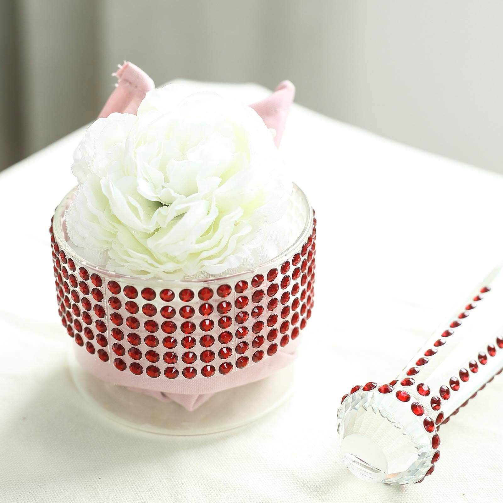 21”x11" Red Self Adhesive Rhinestone Diamond Sticker Wrap Sheets, DIY Craft Gem Stickers