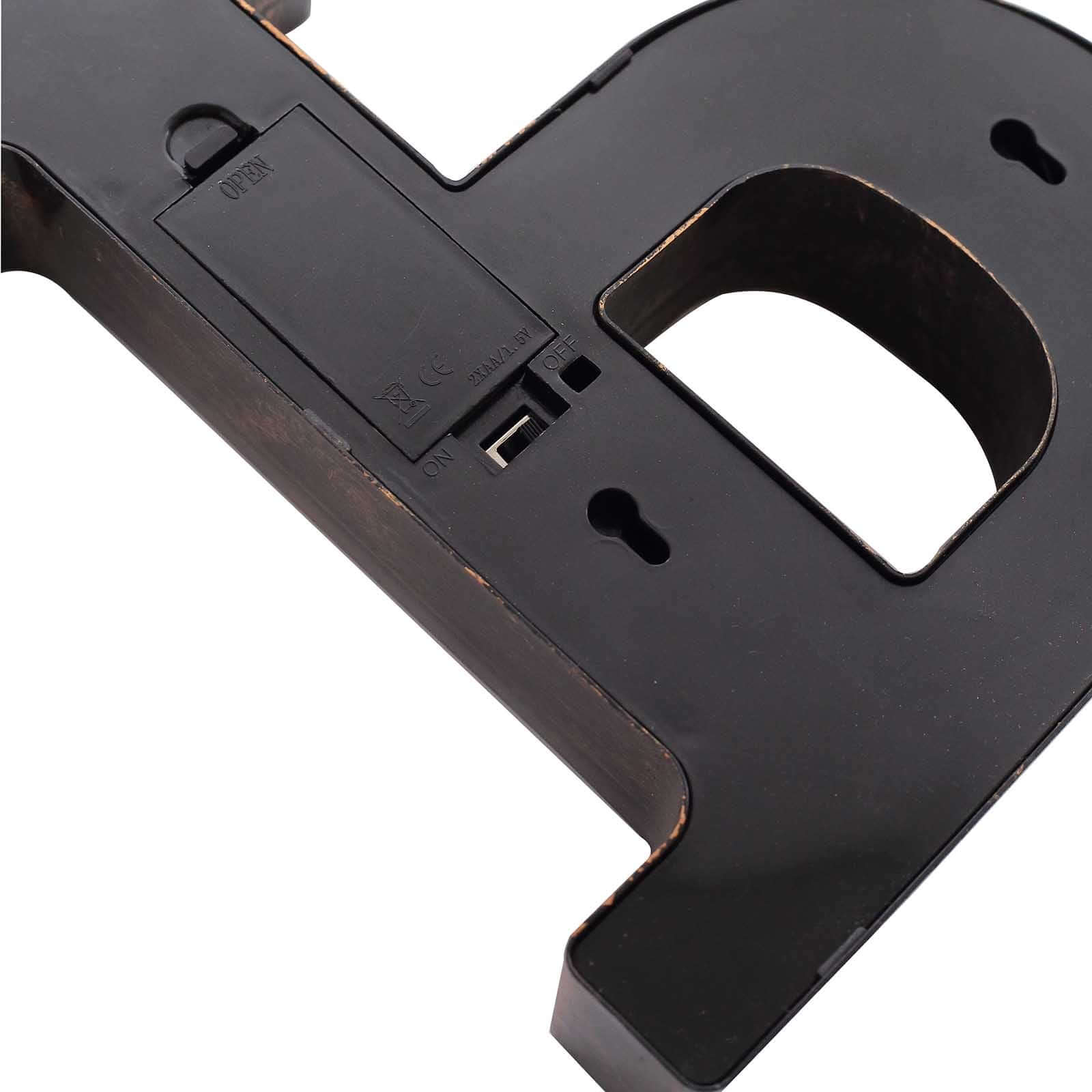 LED Marquee Letter "P" Industrial Style Antique Black - Light-Up Alphabet Sign for Weddings & Displays 9"